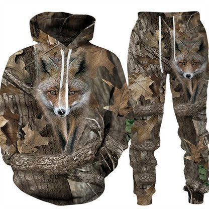 3D Animal-Print Hooded Pullover Sweatshirt Set