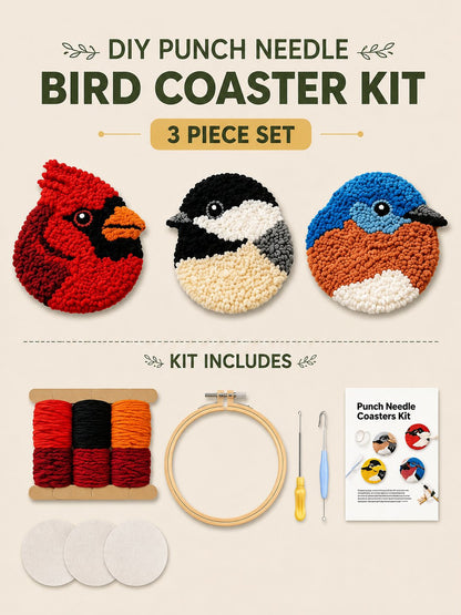 üßµBeginner-Friendlyüê¶DIY Bird Coasters Punch Needle Kit
