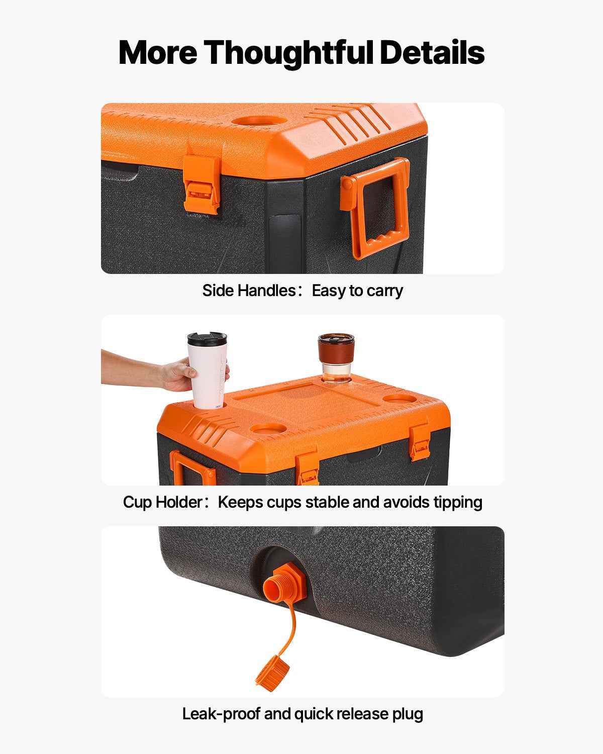 Portable Hard Cooler 63QT | 90-Can Capacity with Cup Holder