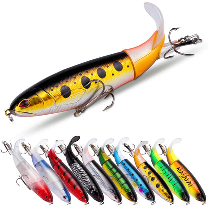 20-Piece Topwater Popper Lure Set with 3D Eyes – Propeller Tail, Bass & Pike