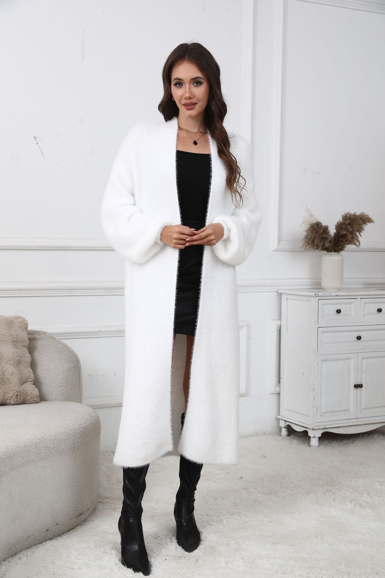Women's Oversized Puff-Sleeve Open-Front Cardigan Coat – 7 Colors