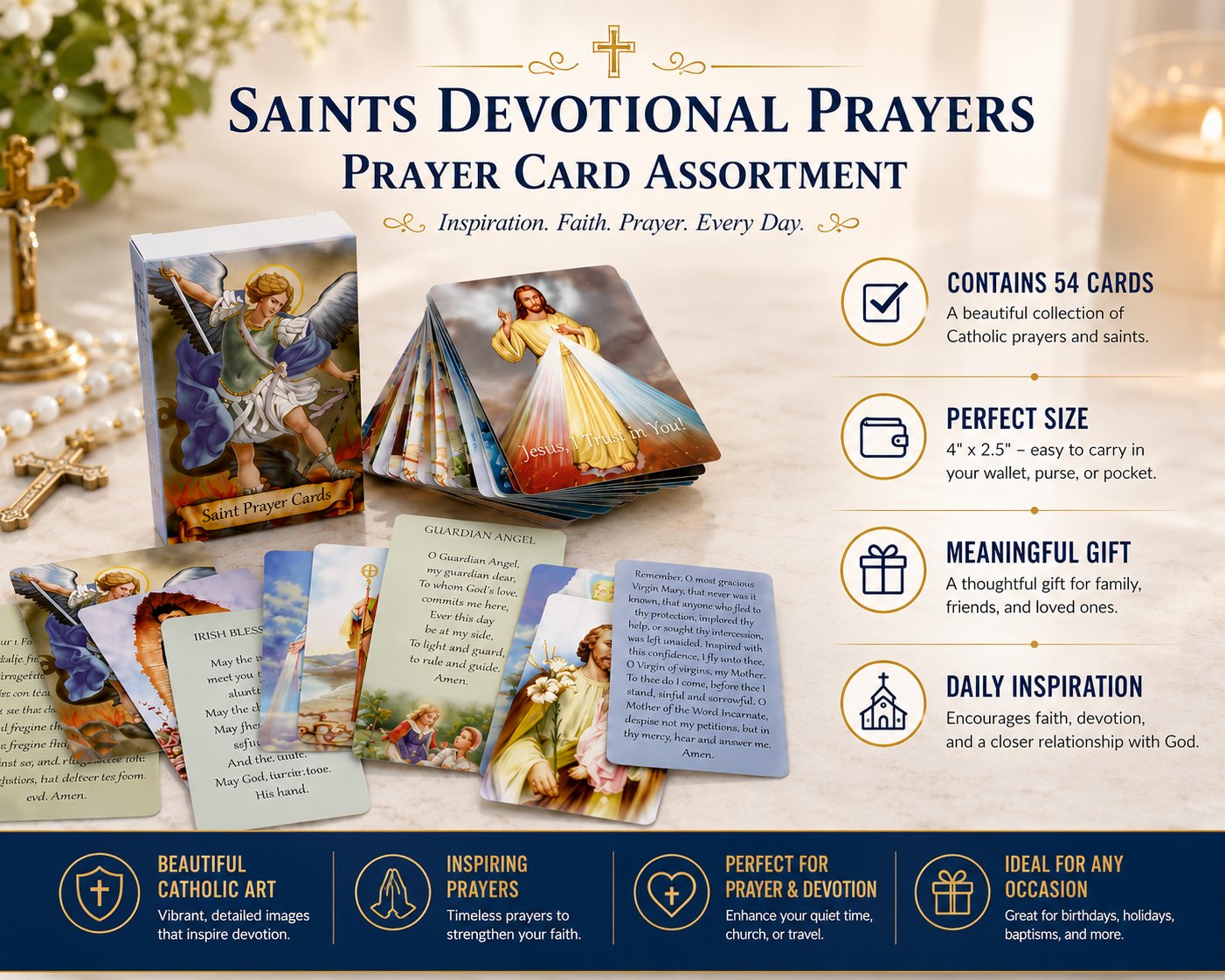 ‚úùÔ∏è Catholic Genuine Leather Holy Card Holder ‚Äì Pocket Prayer Card Organizer with Snap Closure