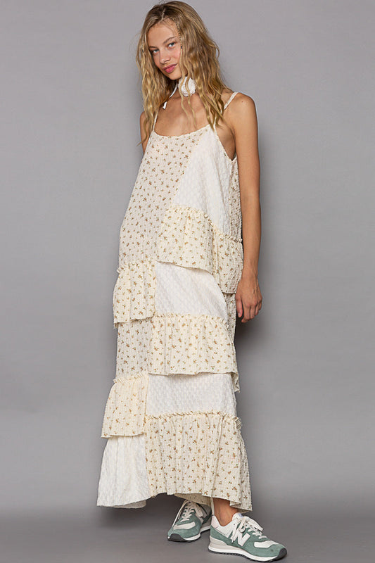 Butter cream Maxi Layered Dress