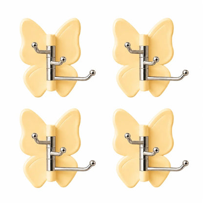 4-Pack Rotating Butterfly Adhesive Wall Hooks ‚Äì No-Drill Towel & Key Organizer
