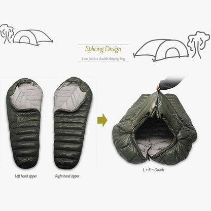 Winter Down Sleeping Bag – 1000g Grey Down Fill, Left Zip (Connectable to Double)