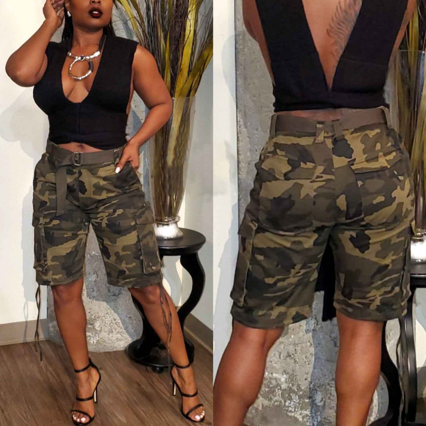 Camouflage Cargo Shorts with Drawstring & Multi-Pockets – S to 3XL