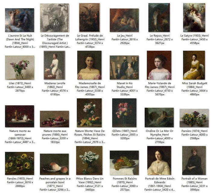 87 Painting Images by Henri Fantin-Latour French, 1836-1904 - Tibetan Buddhist thangka, detailed view