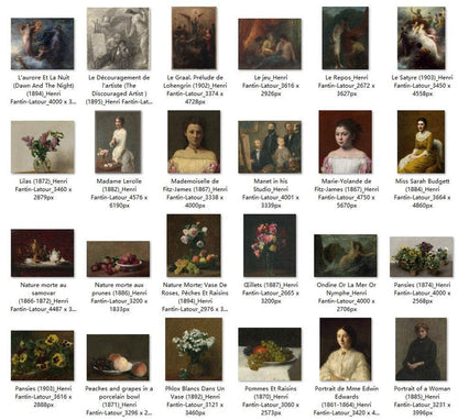 87 Painting Images by Henri Fantin-Latour French, 1836-1904 - Tibetan Buddhist thangka, detailed view