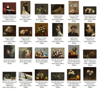 87 Painting Images by Henri Fantin-Latour French, 1836-1904 - Tibetan Buddhist thangka, close-up detail