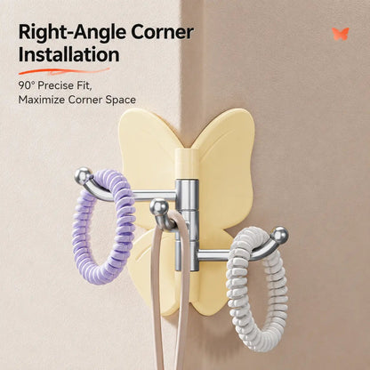 4-Pack Rotating Butterfly Adhesive Wall Hooks ‚Äì No-Drill Towel & Key Organizer