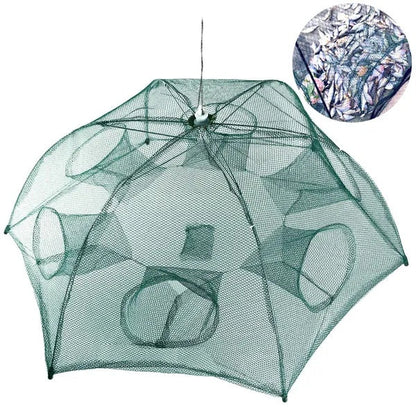Foldable Fishing Bait Trap Net – 6-Sided, 360° Entry for Fish, Shrimp & Crab