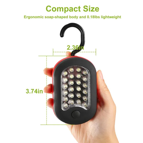 Compact Magnetic Work Light with Hook – 27 LED Camping Flashlight