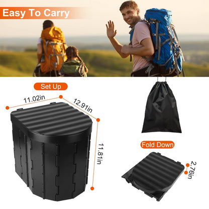 Foldable Portable Camping Toilet with Lid, Carry Bag & Garbage Bags