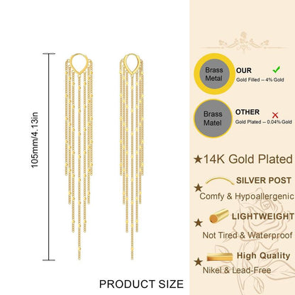 üî•Limited Time 40% Off‚ú®14K Gold Plated Long Tassel Earrings for Women