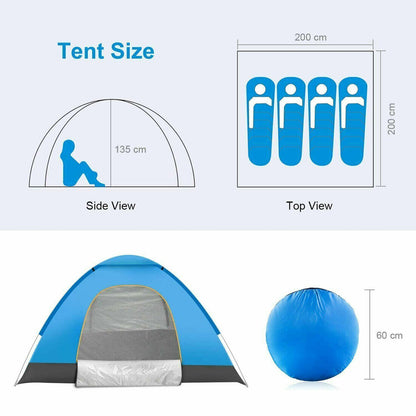 3-4 Person Automatic Pop-Up Camping Tent – UV Protection, Waterproof, Mosquito Net