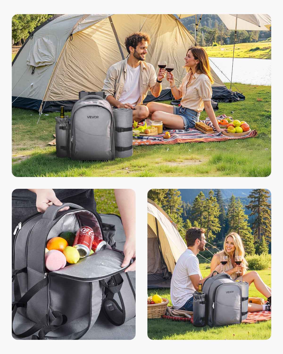 Beach & Picnic Backpack for 2 with Insulated Cooler Compartment