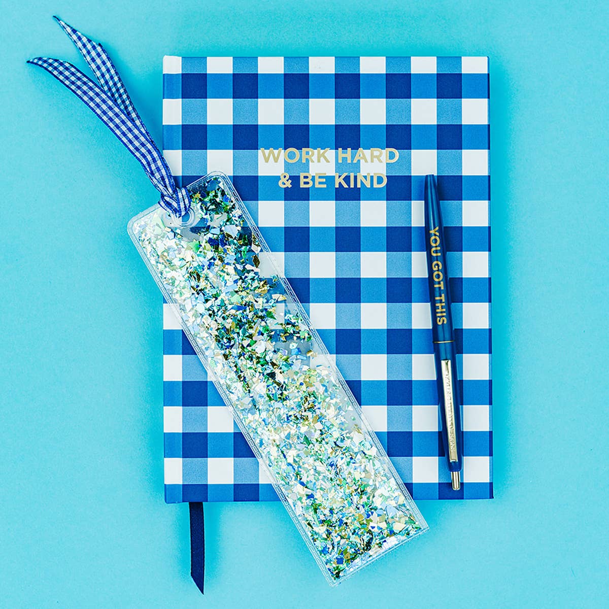 Blue + Green Confetti Bookmark