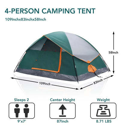 2 & 4 Person Dome Camping Tent – Lightweight with Skylights, Mesh Windows & Tent Fly