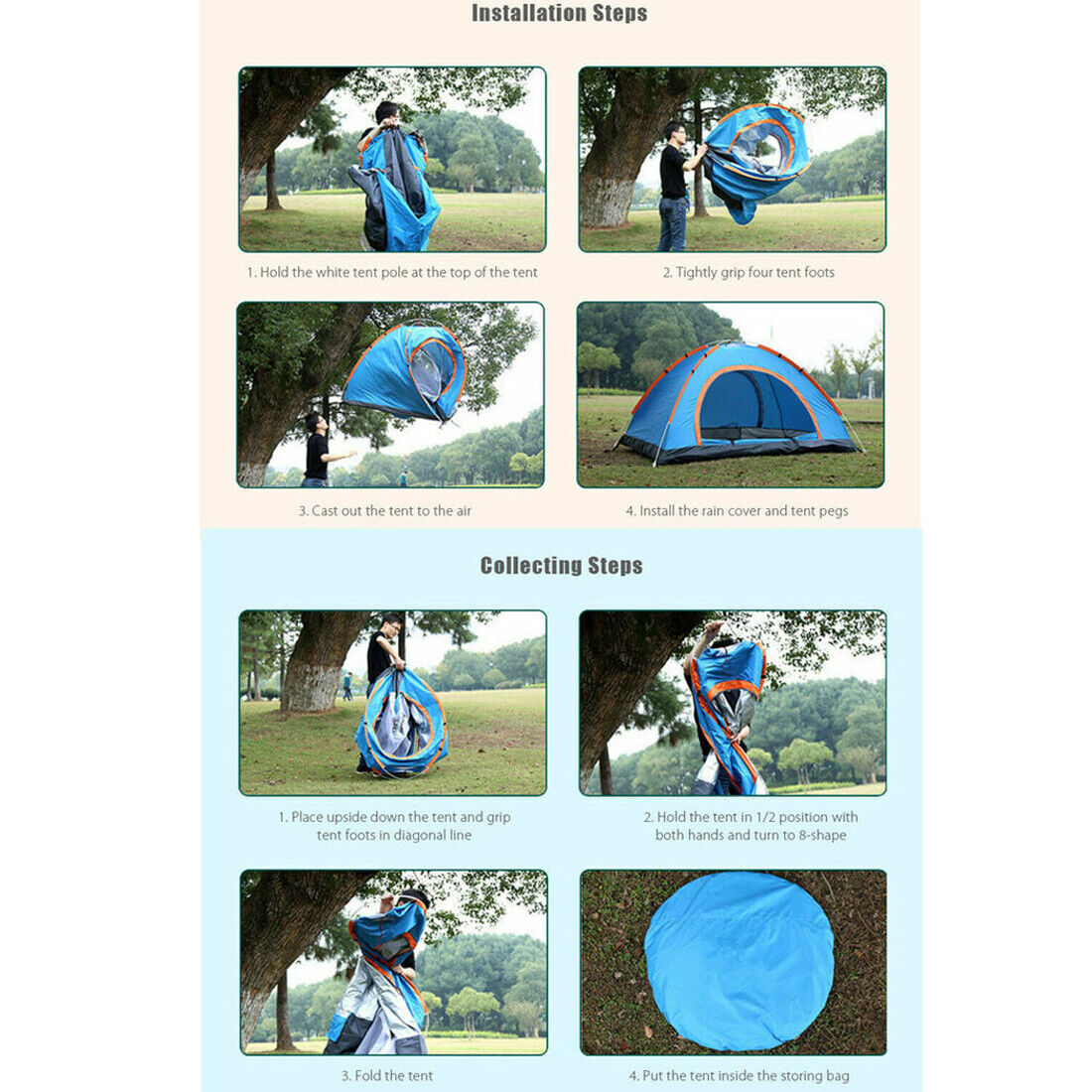 3-4 Person Automatic Pop-Up Camping Tent – UV Protection, Waterproof, Mosquito Net