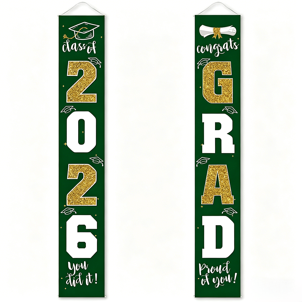 üéìClass of 2026 Graduation Banner 11.8" x 70.87" | Congrats Grad Front Door Porch Decor for Graduation Party (‚ú®Set of 2)