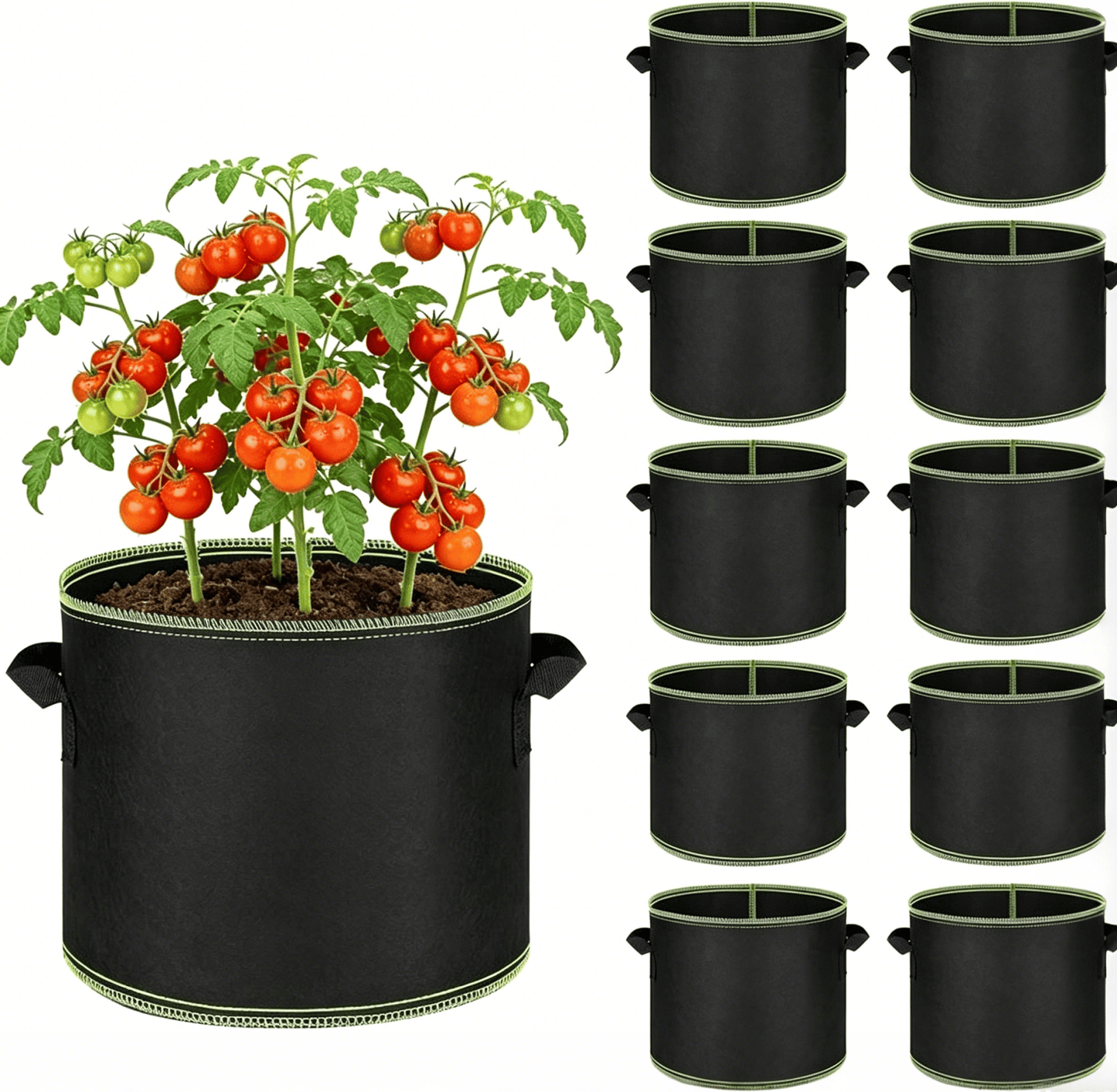 üå± 5-Pack 5 Gallon Grow Bags ‚Äì Heavy Duty Aeration Fabric Pots with Handles for Vegetables, Flowers & Fruits ü™¥