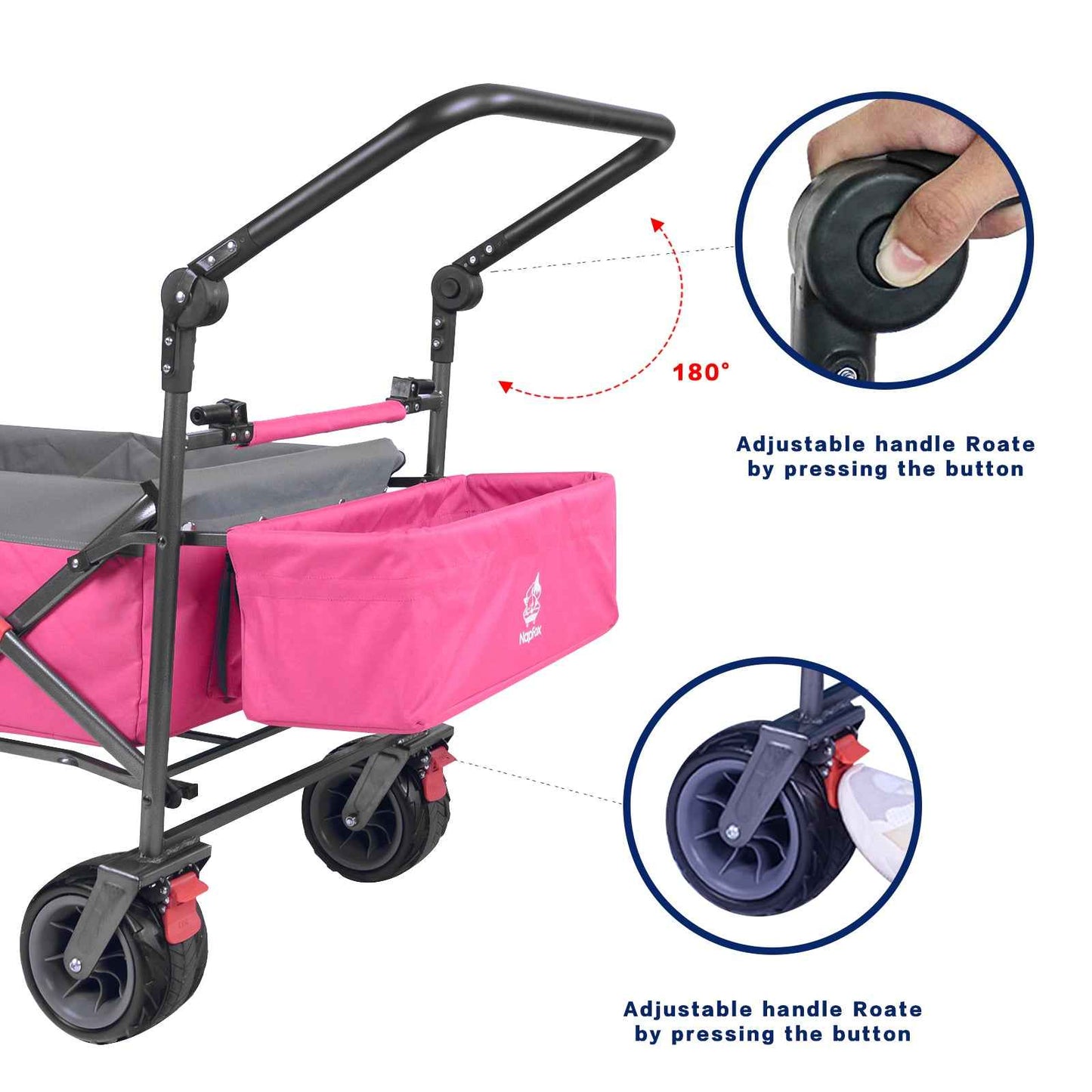 Collapsible Wagon with Removable Canopy & Cooler Bag – All-Terrain Folding Cart