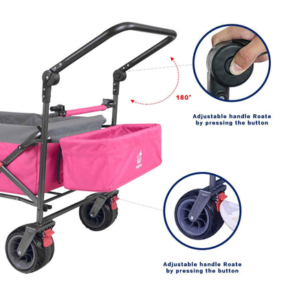 Collapsible Wagon with Removable Canopy & Cooler Bag – All-Terrain Folding Cart