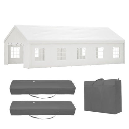 16x32 ft Heavy-Duty Party Tent | White Outdoor Canopy Gazebo with Removable Sidewalls