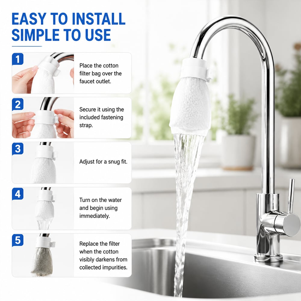 Faucet Filter Cotton Bags - Universal, 100 PCS Splash-Proof Faucet Filter üåüSet