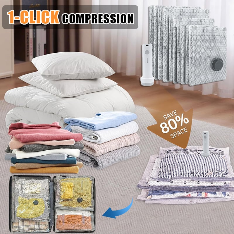 üéÅ Cordless Travel Vacuum Storage Compression Bag Set