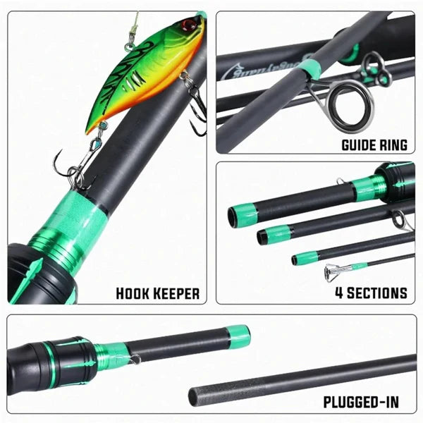 5ft 11in 4-Section Fiberglass Spinning Rod – Medium Power, Carp & General Fishing