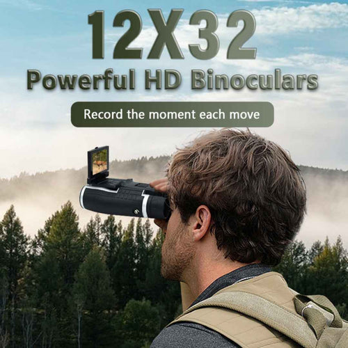 12x32 HD Multi-Function Electronic Binoculars – Outdoor Telescope, Black & Silver