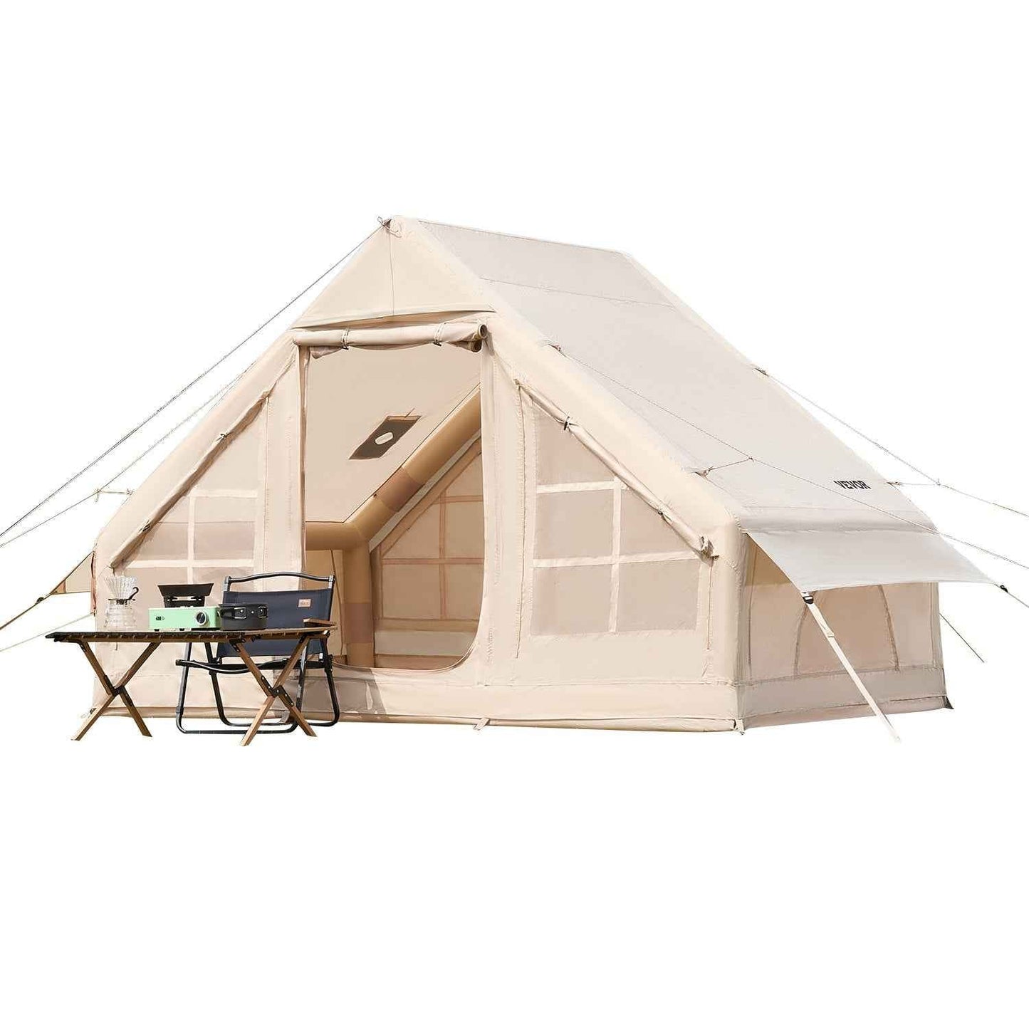 3–5 Person Inflatable Glamping Tent – Easy 15-Min Setup with Hand Pump & Carry Bag | Beige