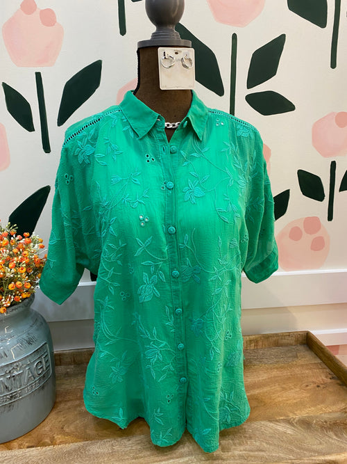 Audrey short sleeve eyelet shirt