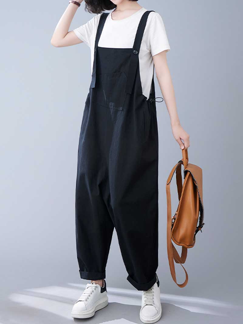 Plain Cotton Salopette Dress - Comfort & Style | Eva Trends
