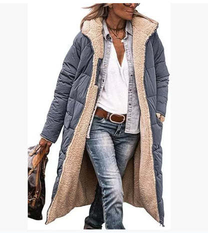 Women's Hooded Long Coat – Casual Winter Outerwear