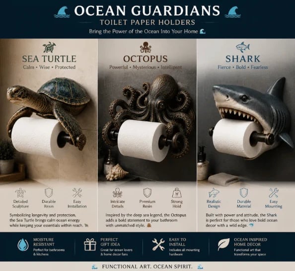 üåä Ocean Guardians Toilet Paper Holder Series