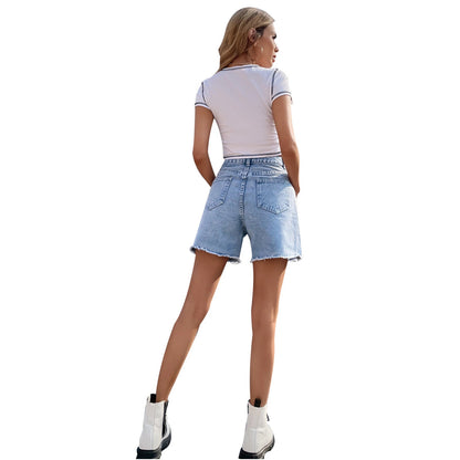 High Waist Loose Women's Denim Shorts – 12 Colors, XS to XL