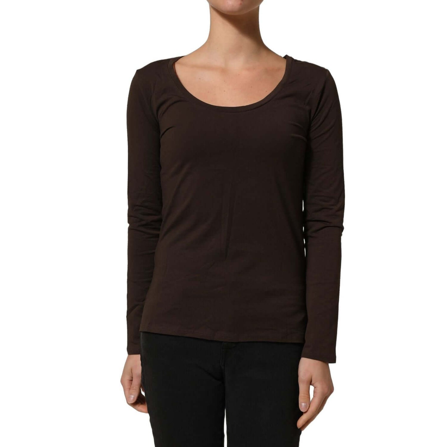 Alpha Massimo Rebecchi Brown Long Sleeves Round Neck Top