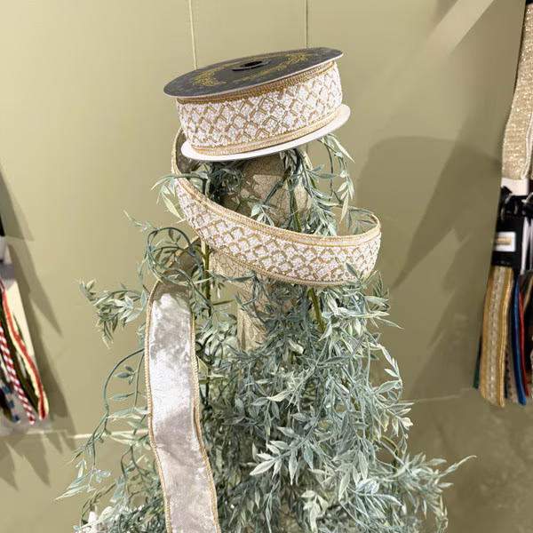 Beaded trim metallic Dupion Ivory /Gold