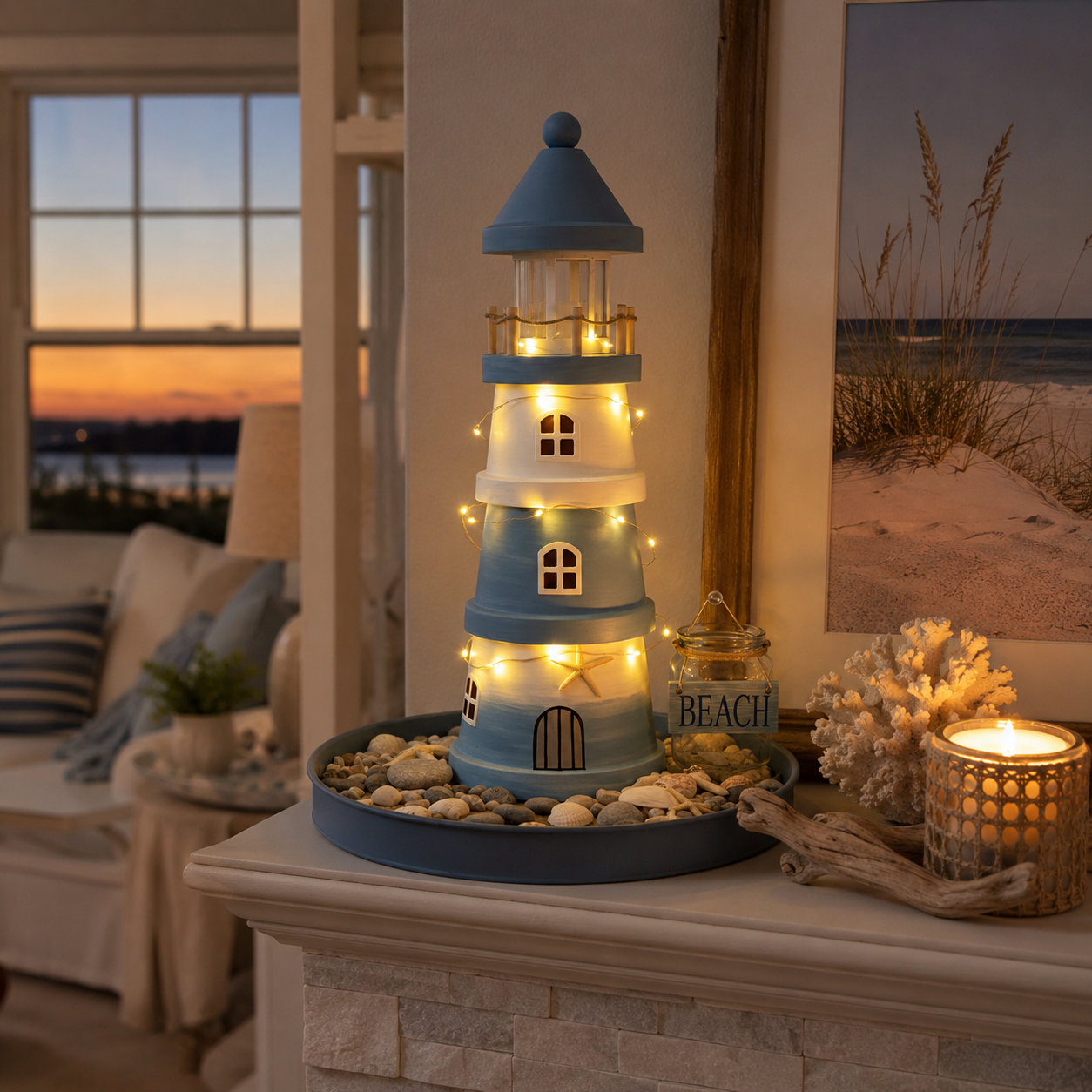 üåäLighted Coastal Lighthouse Tabletop Decor