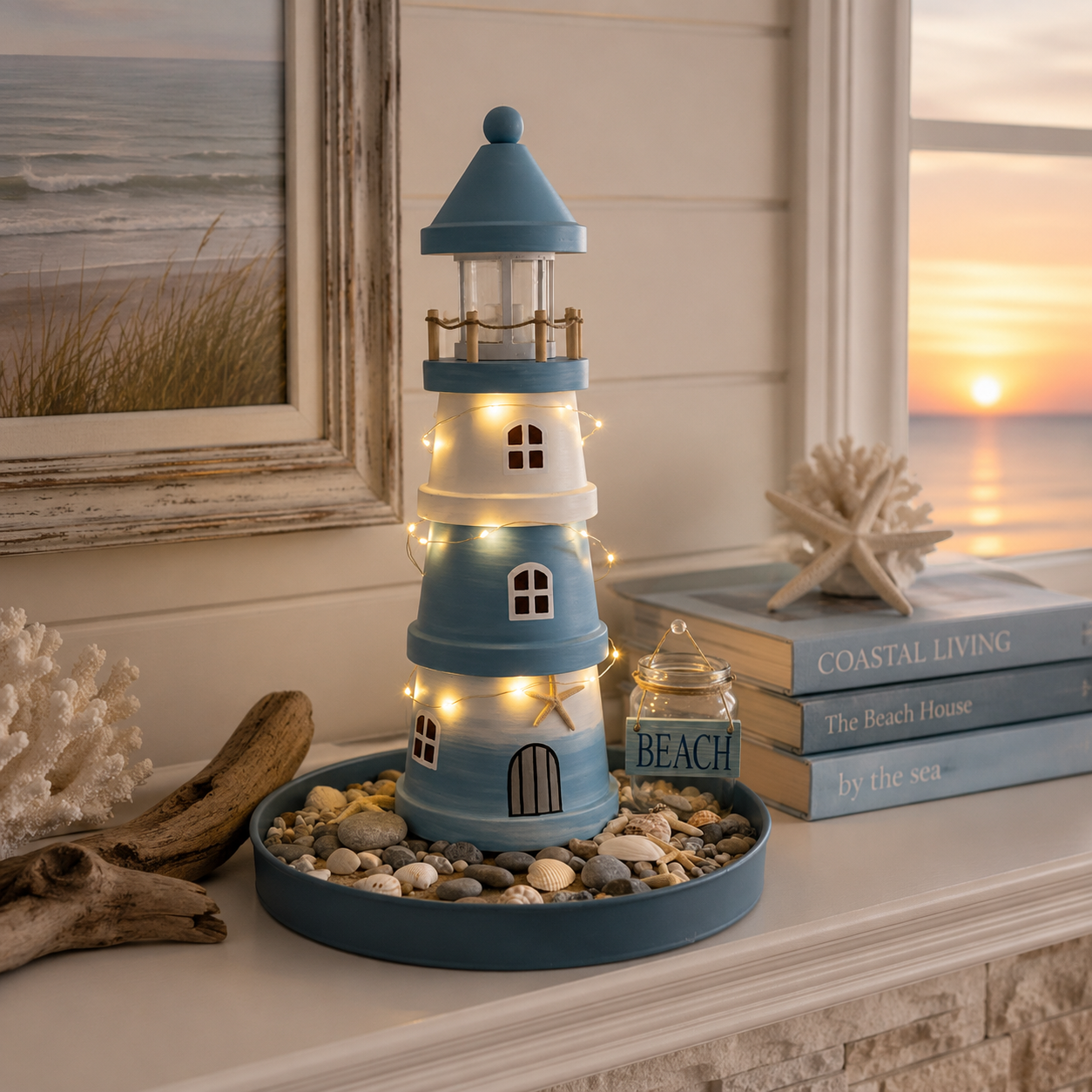 üåäLighted Coastal Lighthouse Tabletop Decor