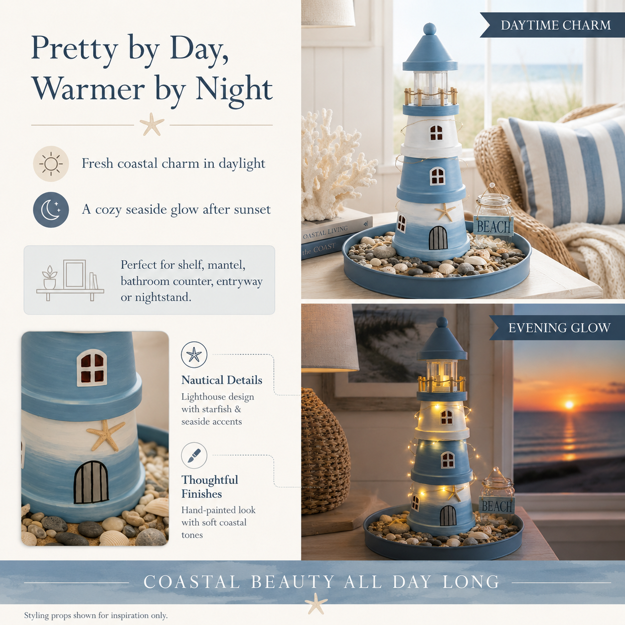 üåäLighted Coastal Lighthouse Tabletop Decor
