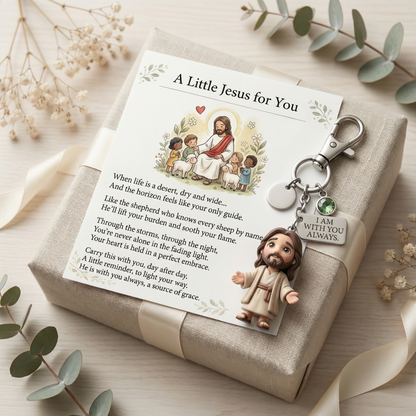 "A Little Jesus for You" - Comforting Pocket Reminder Keychain & Poem Card Gift Set üåüüôè