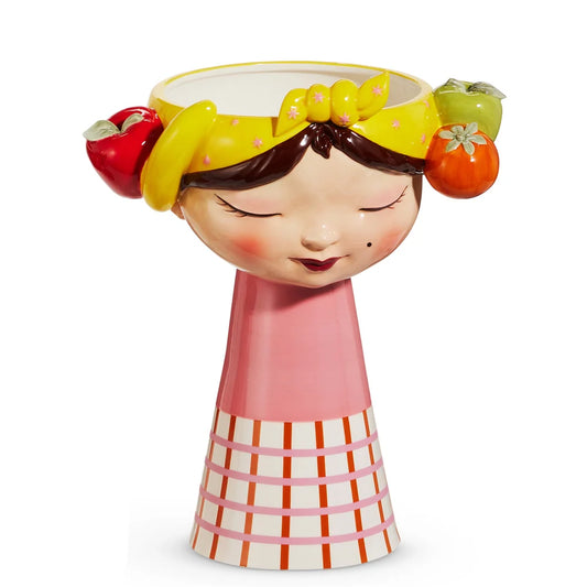 13” girl head vase