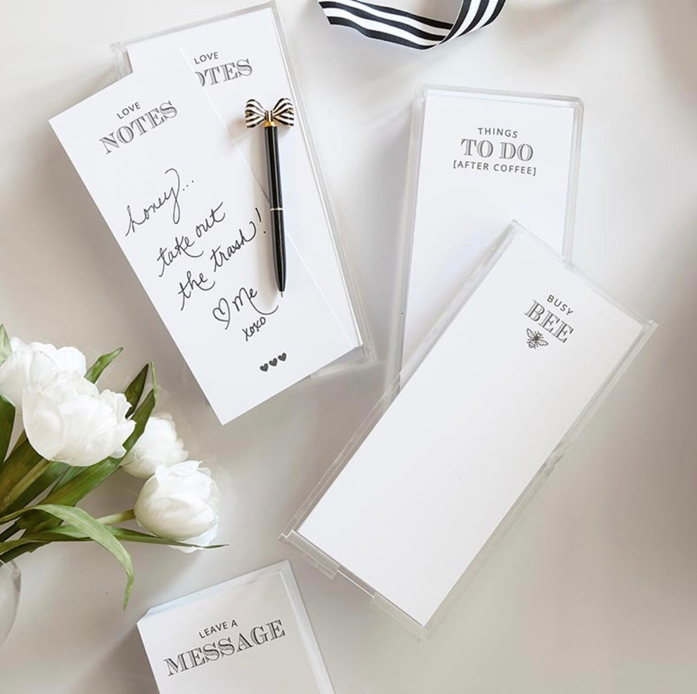 Acrylic holder with notepad
