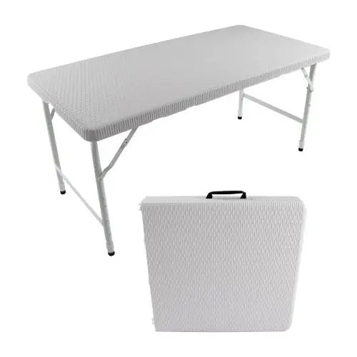 4ft Portable Folding Rattan Table – Indoor & Outdoor Plaited Brown