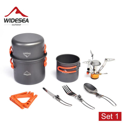 Aluminum Alloy Camping Cookware Set – 1L, Foldable, Tableware Included, Serves 3