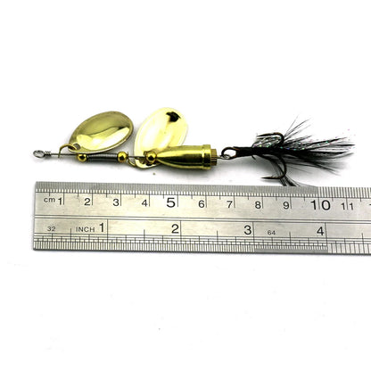 Metal Spoon Spinnerbait Lure – 8.8cm, 10.7g, Double Drop Sequins, 3D Eyes, Gold or Silver