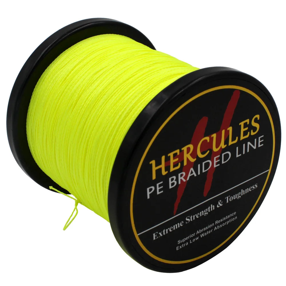4-Strand Braided Fishing Line – Fluorescent Yellow, 6-100lb, 100-2000m